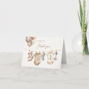 Soft Boho Neutral Baby Kleidung Babydusche Dankeskarte