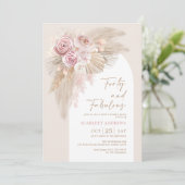 Soft Boho Pampas Grass Getrocknete Blume 40. Gebur Einladung (Stehend Vorderseite)