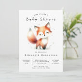 Soft Boho Style Fox Babydusche Einladung (Stehend Vorderseite)