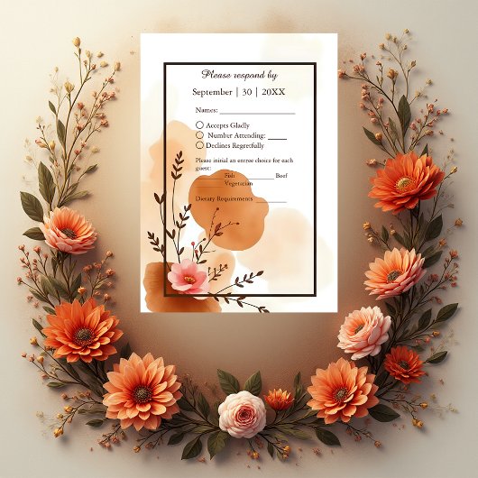 Soft Boho Wasserfarbrahmen RSVP Karte