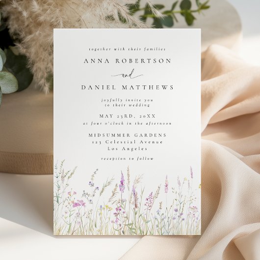 Soft-Boho-Wildflower-Hochzeit Einladung