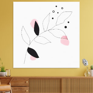 Soft Botanica - Minimalistische Leaf Line Kunst -  Leinwanddruck