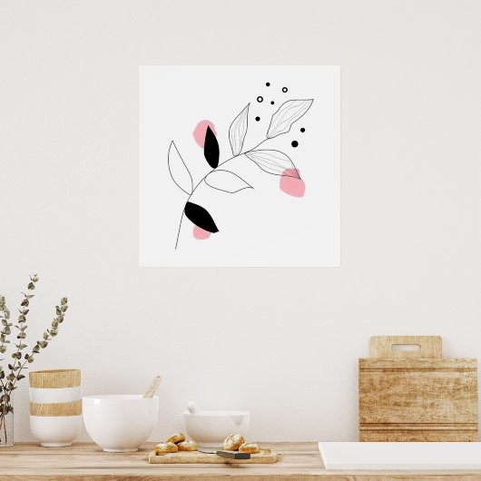 Soft Botanica - Minimalistische Leaf Line Kunst - Poster (Küche)