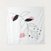 Soft Botanica - Minimalistische Leaf Line Kunst -  Wandteppich (Vorderseite (Horizontal))