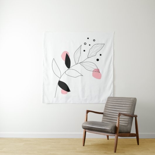 Soft Botanica - Minimalistische Leaf Line Kunst -  Wandteppich (Beispiel)