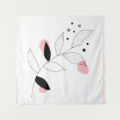 Soft Botanica - Minimalistische Leaf Line Kunst -  Wandteppich (Vorderseite)