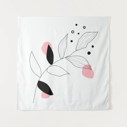 Soft Botanica - Minimalistische Leaf Line Kunst - Wandteppich (Vorderseite)