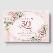 Soft Botanical Blush 50th Birthday Guest Book Gästebuch (Vorderseite)
