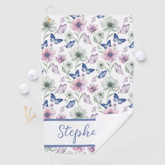 Soft Botanical Butterfly Golf Towel – Personalized Golfhandtuch (Insitu)