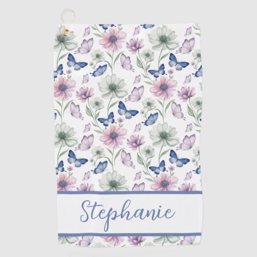Soft Botanical Butterfly Golf Towel – Personalized Golfhandtuch (Vorderseite)