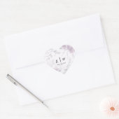 Soft Botanical Floral Monogram und Date Wedding Herz-Aufkleber (Umschlag)
