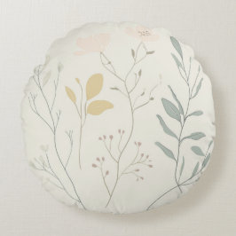 Soft Botanical Pillow – Minimal Pastel Floral Rundes Kissen