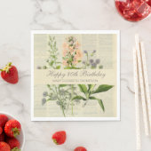 Soft Botanical Vintaqe Wildblume 80. Geburtstag Serviette (Beispiel)