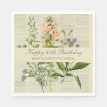 Soft Botanical Vintaqe Wildblume 80. Geburtstag