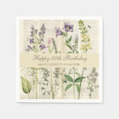 Soft Botanical Vintaqe Wildflower 80th Birthday Serviette (Vorderseite)