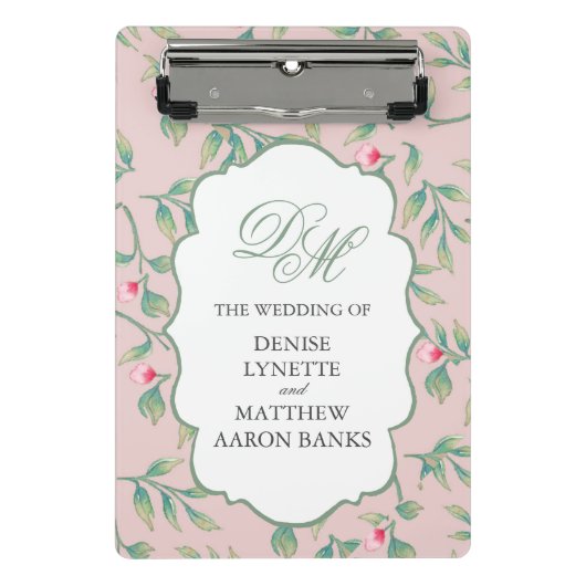 Soft Botanical Wedding Mini Klemmbrett (Vorderseite)