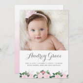 Soft Botanicals Pink | Geburtsankündigung Ankündigung (Vorne/Hinten)