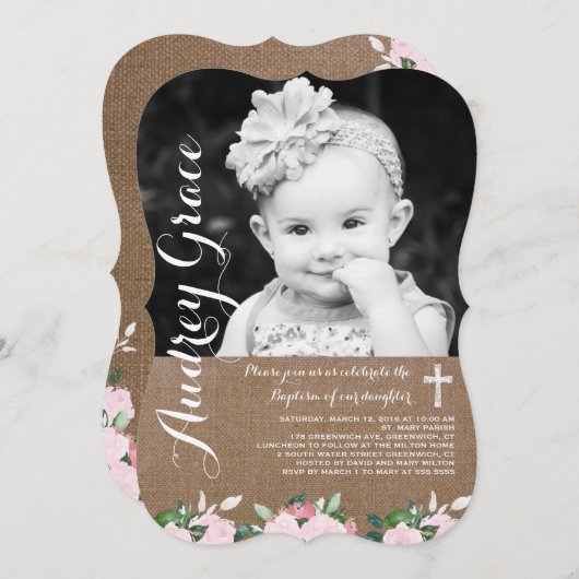 Soft Botanicals | Taufeinladung Einladung (Vorne/Hinten)