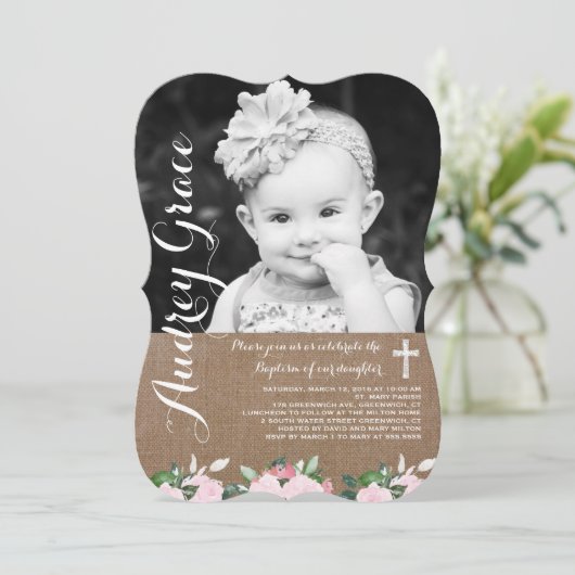 Soft Botanicals | Taufeinladung Einladung (Stehend Vorderseite)