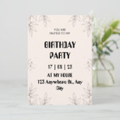 Soft Brown Leaf Birthday Invitation Einladung (Stehend Vorderseite)