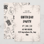 Soft Brown Leaf Birthday Invitation Einladung (Vorne/Hinten)