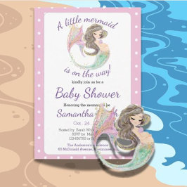 Soft Brown Mermaid Baby Dusche Glitzer Thema Einladung