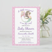 Soft Brown Mermaid Baby Dusche Glitzer Thema Einladung (Stehend Vorderseite)
