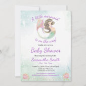 Soft Brown Mermaid Babydusche Thema Einladung (Vorderseite)