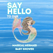 Soft Brown Mermaid Babydusche Thema Einladung