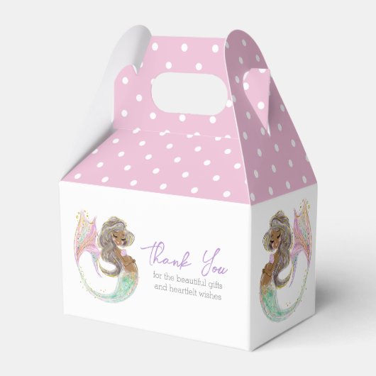Soft Brown Mermaid Party Baby Dusche Vielen Dank Geschenkschachtel (Vorderseite)