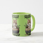 Soft Browns Cosy Kitty Cartoon Tasse (VorderseiteRechts)