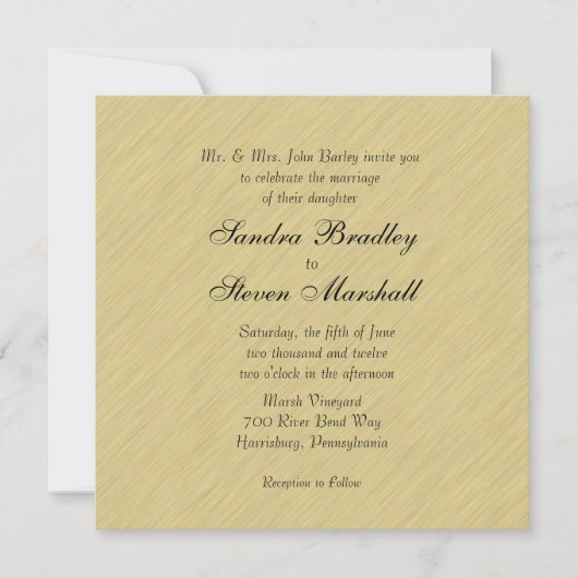 Soft Brushed Gold Wedding Einladung (Vorderseite)