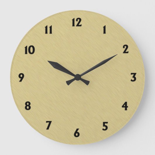 Soft Brushed Gold with Black Numbers Große Wanduhr (Vorderseite)