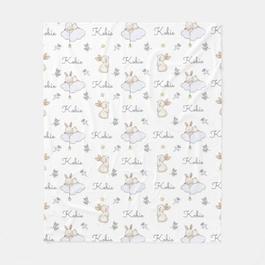 Soft Bunnies Personalisiert Name Blanket  Fleecedecke (Vorderseite)
