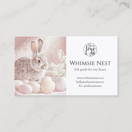 Soft Bunny Oaster Kids Boutique 2 Foto Qr Logo Visitenkarte (Vorderseite)