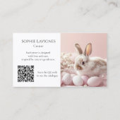 Soft Bunny Oaster Kids Boutique 2 Foto Qr Logo Visitenkarte (Rückseite)