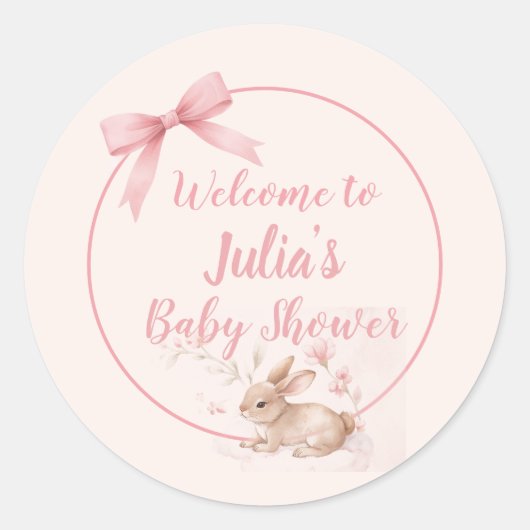 Soft Bunny Welcome Design with Pastel Ribbon  Runder Aufkleber (Vorderseite)