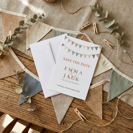 Soft bunting Hochzeit speichern Sie das Datum Save The Date