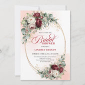 Soft Burgundy White Florals Bridal Shower Invite Einladung (Vorderseite)