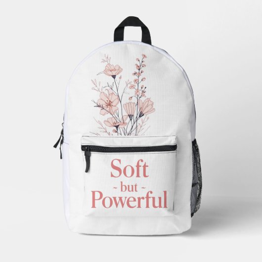 Soft but Powerful – Feminine Aesthetic T-Shirt Bedruckter Rucksack (Vorderseite)