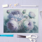 Soft Cabbage-Rose in Lavendel und Blues 1 Seidenpapier (Handwerk)