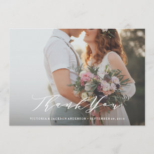Soft Calligrafy Wedding Vielen Dank Foto Card Dankeskarte