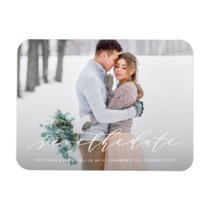 Soft Calligraphy Save the Date Foto Magnet
