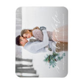 Soft Calligraphy Save the Date Foto Magnet (Vertikal)