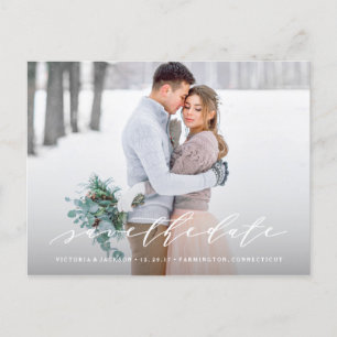 Soft Calligraphy Save the Date Foto Postkarte