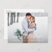Soft Calligraphy Save the Date Foto Postkarte (Vorne/Hinten)