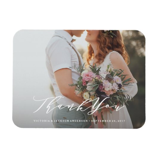 Soft Calligraphy Wedding Vielen Dank Foto Magnet (Horizontal)
