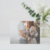 Soft Calligraphy Wedding Vielen Dank Foto Post Car Postkarte (Stehend Vorderseite)