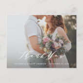 Soft Calligraphy Wedding Vielen Dank Foto Post Car Postkarte (Vorderseite)