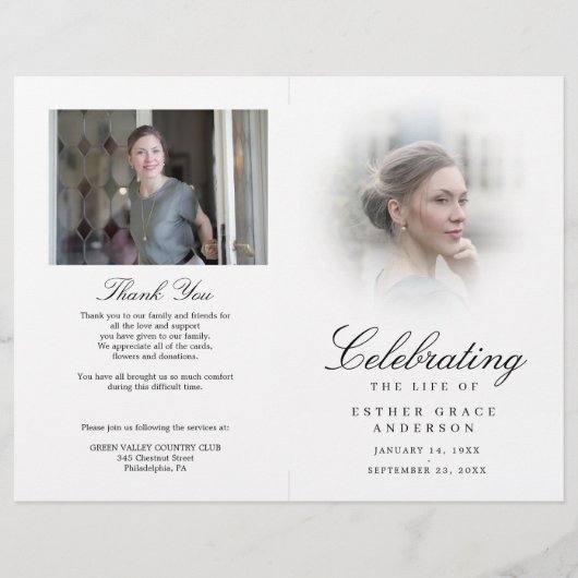 Soft Celebration of Life Funeral Folded Program Flyer (Vorne)